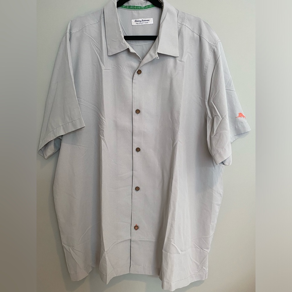 Tommy Bahama Short Sleeve Button Coconut Point Island Zone 2XL- Grey w/back logo